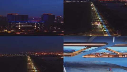 城市夜景航拍，秀出家乡美，这座城高清在线视频素材下载