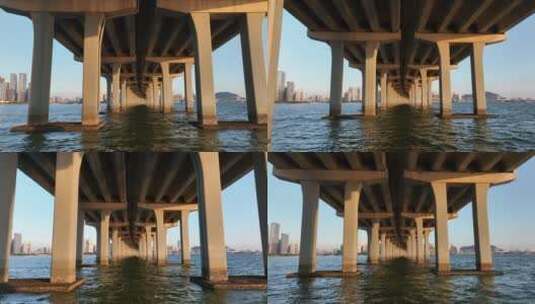 沿江高速桥底航拍高清在线视频素材下载