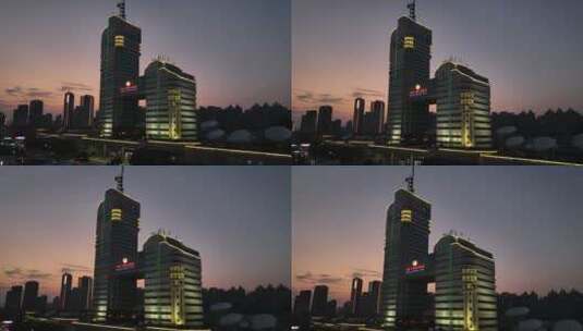 5K航拍夕阳下的湖南电视台大楼6高清在线视频素材下载