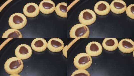 酥脆巧克力夹心饼干糕点零食高清在线视频素材下载