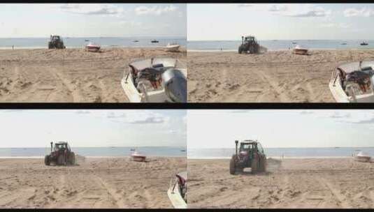 4K升格慢镜头青岛金沙滩白天海边车空镜头高清在线视频素材下载