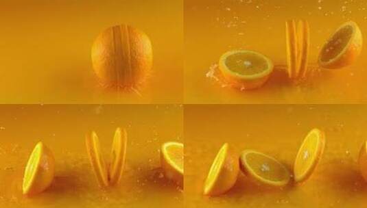 切开的橙子落进了水里高清在线视频素材下载