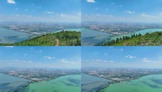4K航拍云南昆明城市全貌滇池景区2高清在线视频素材下载
