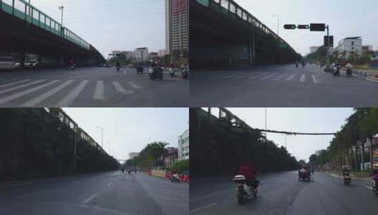 马路上骑电单车 骑行第一人称视角 街景高清在线视频素材下载