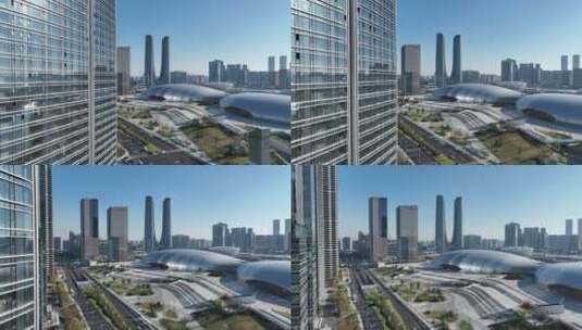 2022杭州亚运会场馆滨江奥体中心高清在线视频素材下载