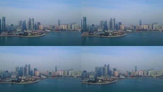 4K 航拍青岛前海一线城市建筑景观高清在线视频素材下载