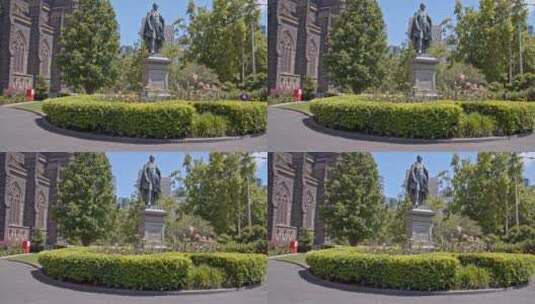 澳大利亚墨尔本教堂台阶尖顶庄严浪漫雕像高清在线视频素材下载