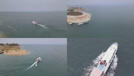 4k航拍合集丹江口水库小三峡游艇高清在线视频素材下载