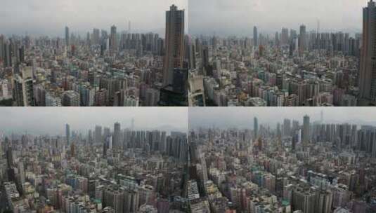 香港市中心老街区全景航拍4k高清在线视频素材下载