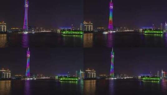 广州电视塔延时夜景高清在线视频素材下载