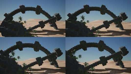 一艘巨大生锈的外星飞船在沙漠坠毁后被遗弃高清在线视频素材下载