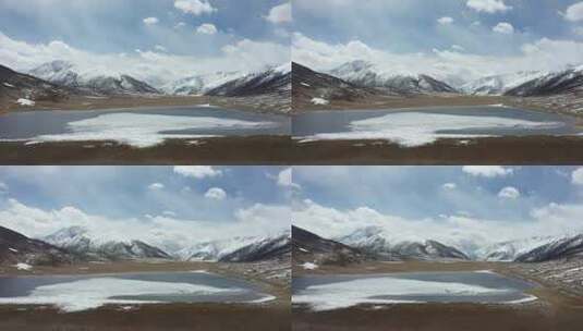 318川藏线 湖水 蓝天白云 雪山 旅行高清在线视频素材下载