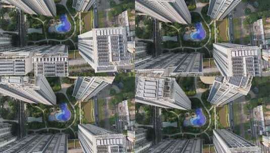 俯瞰城市高层住宅小区高清在线视频素材下载