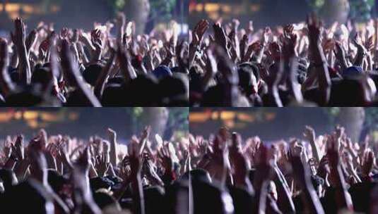 演唱会音乐会现场观众挥臂欢呼庆祝高清在线视频素材下载