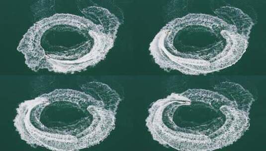 快艇在大海上快速行驶掀起白色海浪高清在线视频素材下载