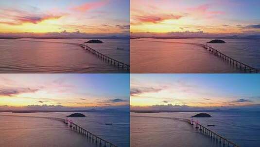 航拍南澳岛大桥高清在线视频素材下载