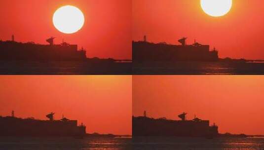 刘公岛海上日出高清在线视频素材下载