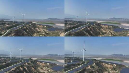 光伏发电站和风能风车高清在线视频素材下载