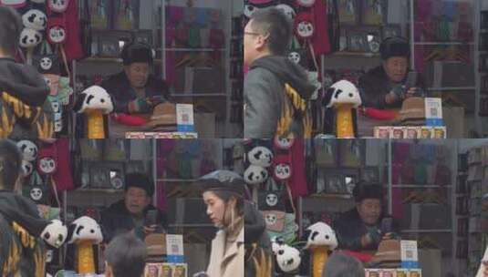 成都街头卖熊猫玩具的小店高清在线视频素材下载