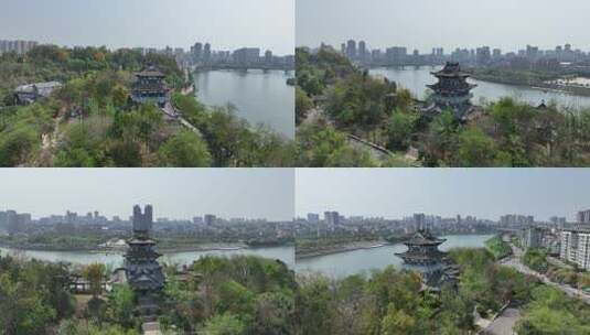 内江航拍太白楼风景航拍自然风光城市航拍高清在线视频素材下载