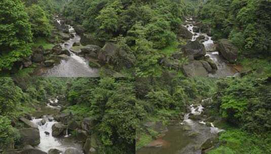 航拍大山溪流水美丽自然原始风景高清在线视频素材下载