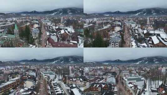 鸟瞰大山里的城镇高清在线视频素材下载