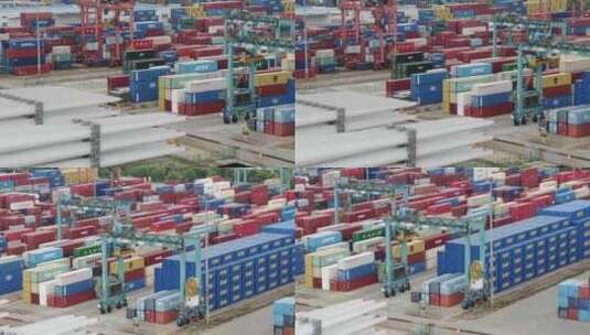 海运港口集装箱物流码头货轮长焦航拍高清在线视频素材下载