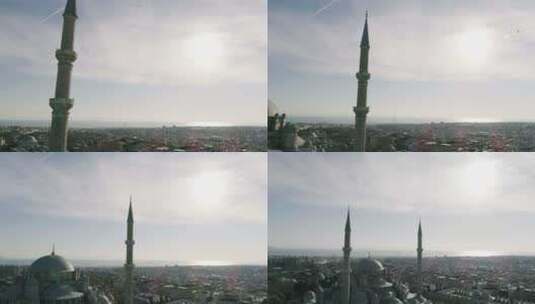 伊斯坦布尔法提赫清真寺和马尔马拉海景高清在线视频素材下载
