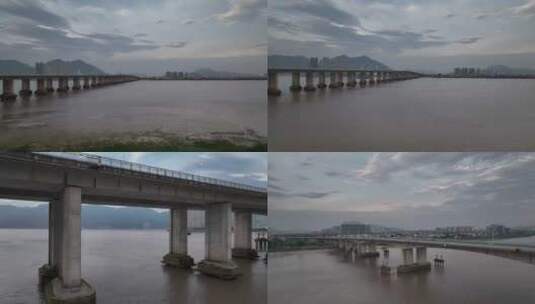 浙江瓯江畔航拍高清在线视频素材下载