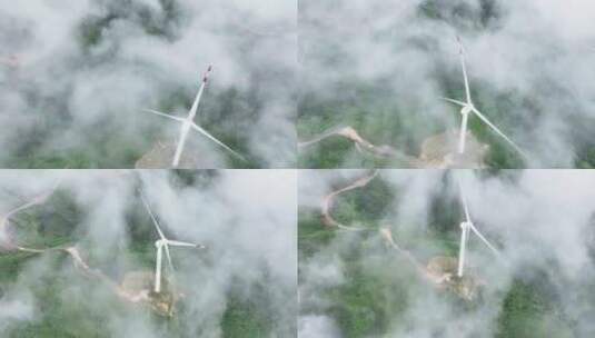 航拍 风车山风力发电 绿色清洁能源 发电厂高清在线视频素材下载