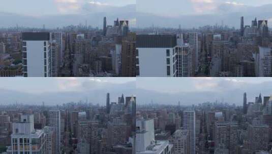 城市航拍纽约曼哈顿摩天大楼汽车城市天际线高清在线视频素材下载