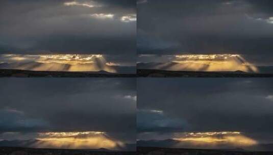 阳光穿过云层漏光太阳光线丁达尔光高清在线视频素材下载