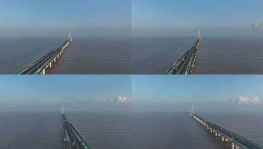 航拍杭州湾跨海大桥海天一洲高清在线视频素材下载