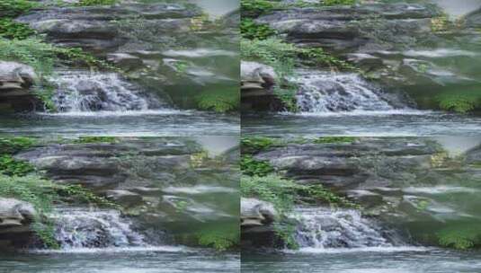 中式园林花园假山太湖石瀑布高清在线视频素材下载