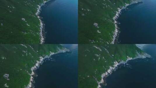 广东上川岛海岸线海浪拍打礁石航拍旅拍素材高清在线视频素材下载