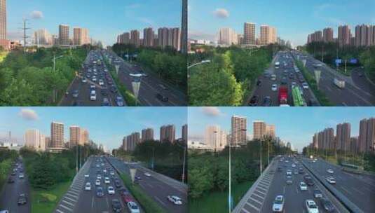 城市道路 城市交通 交通早高峰 晚高峰高清在线视频素材下载