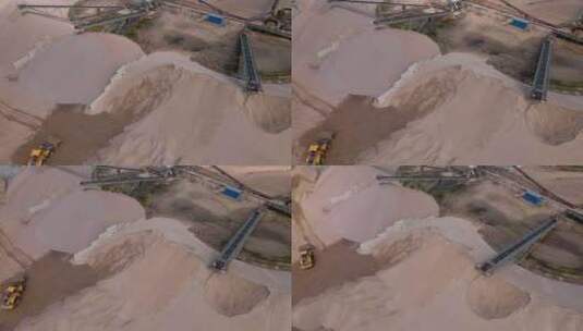 黄色推土机在采石场装载沙子高清在线视频素材下载