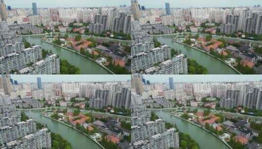 上海苏州河城市风光航拍【4K60】高清在线视频素材下载