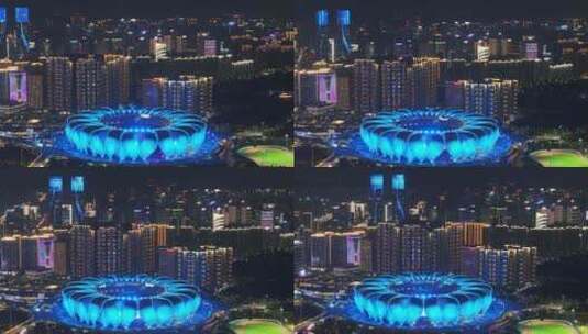 杭州奥体最新夜景高清在线视频素材下载