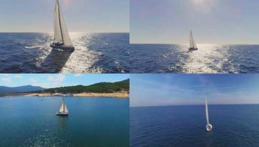 【合集】大海上的白色帆船高清在线视频素材下载