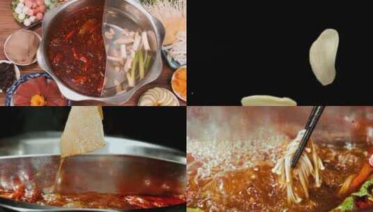 【5K】重庆火锅，鸳鸯火锅，火锅食材高清在线视频素材下载