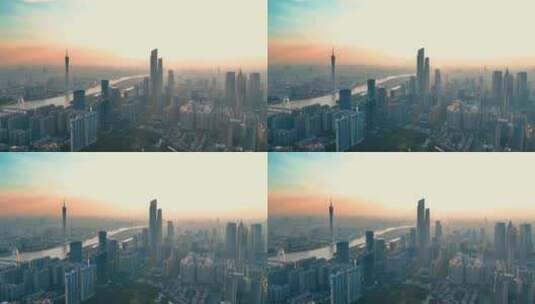 广州日出  广州日落 珠江新城 高楼 CBD 4K高清在线视频素材下载