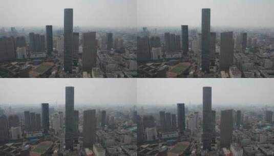 航拍天津cbd建筑高楼高清在线视频素材下载