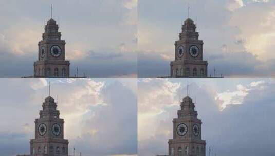 苏州工业园区海关大楼钟楼航拍高清在线视频素材下载