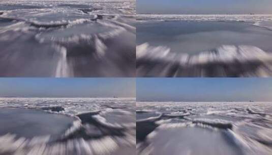 春天海上浮冰的鸟瞰图高清在线视频素材下载