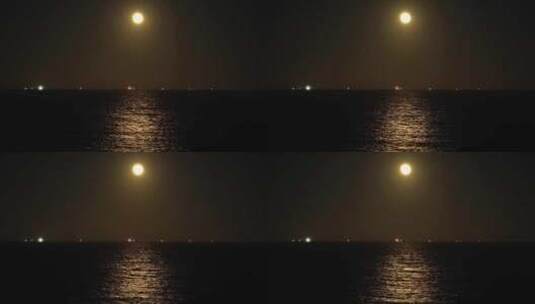 大海月亮海面月光水面波光粼粼夜晚海平面高清在线视频素材下载