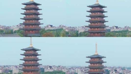 航拍上海宝山寺佛教寺院自然风光高清在线视频素材下载