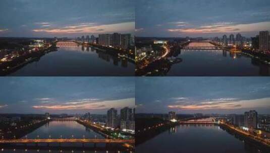 湖北省随州市市中心涢水河府河城市风光高清在线视频素材下载