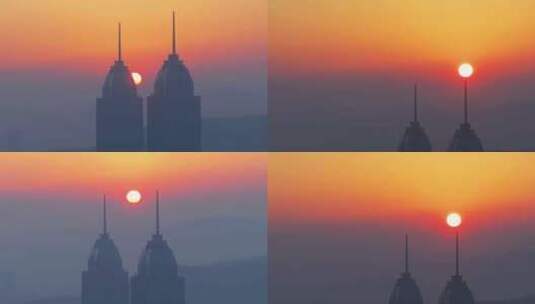 七倍长焦拍摄太阳升起瞬间红太阳高清在线视频素材下载
