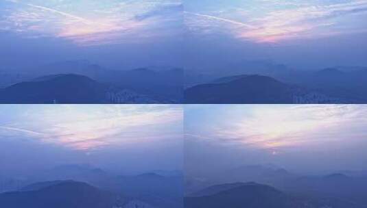 枣庄新城巨山远眺太阳升起延时摄影高清在线视频素材下载
